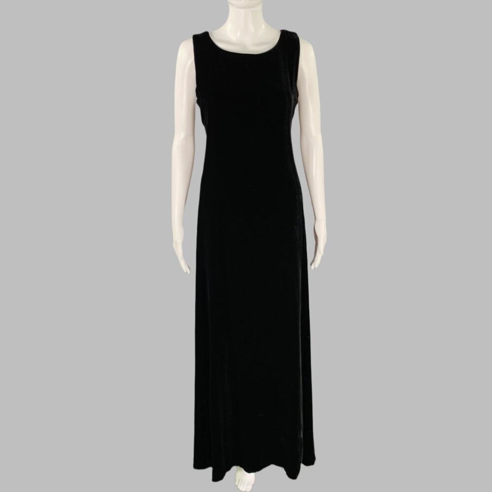 MARGARET OLEARY Size M Black Velvet Sleeveless Long Dress